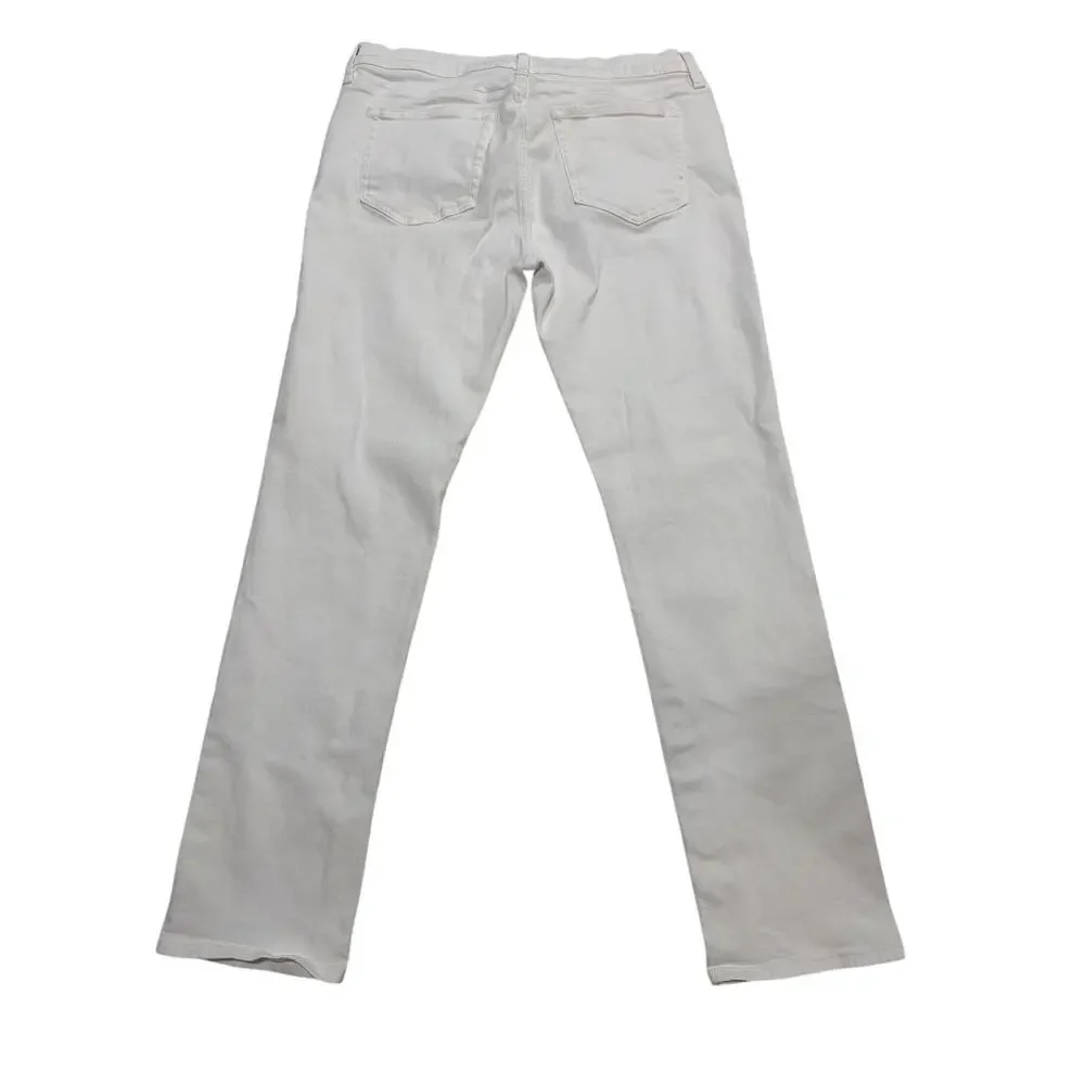 J. Crew Men's Slim Straight Fit 33W 32L White Jeans Denim Pants Cotton Stretch